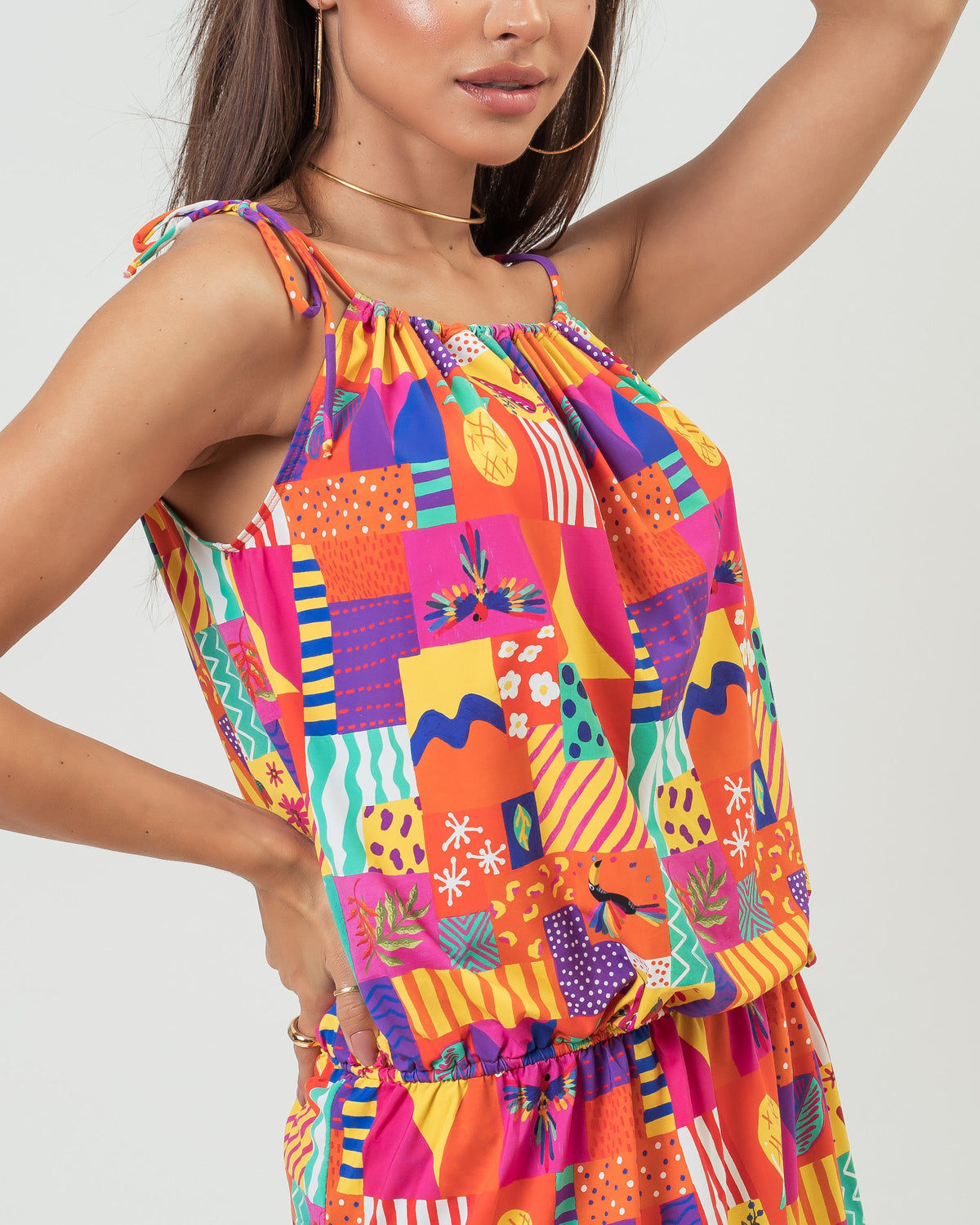 VESTIDO AJUSTE ENSEADA PATCHWORK