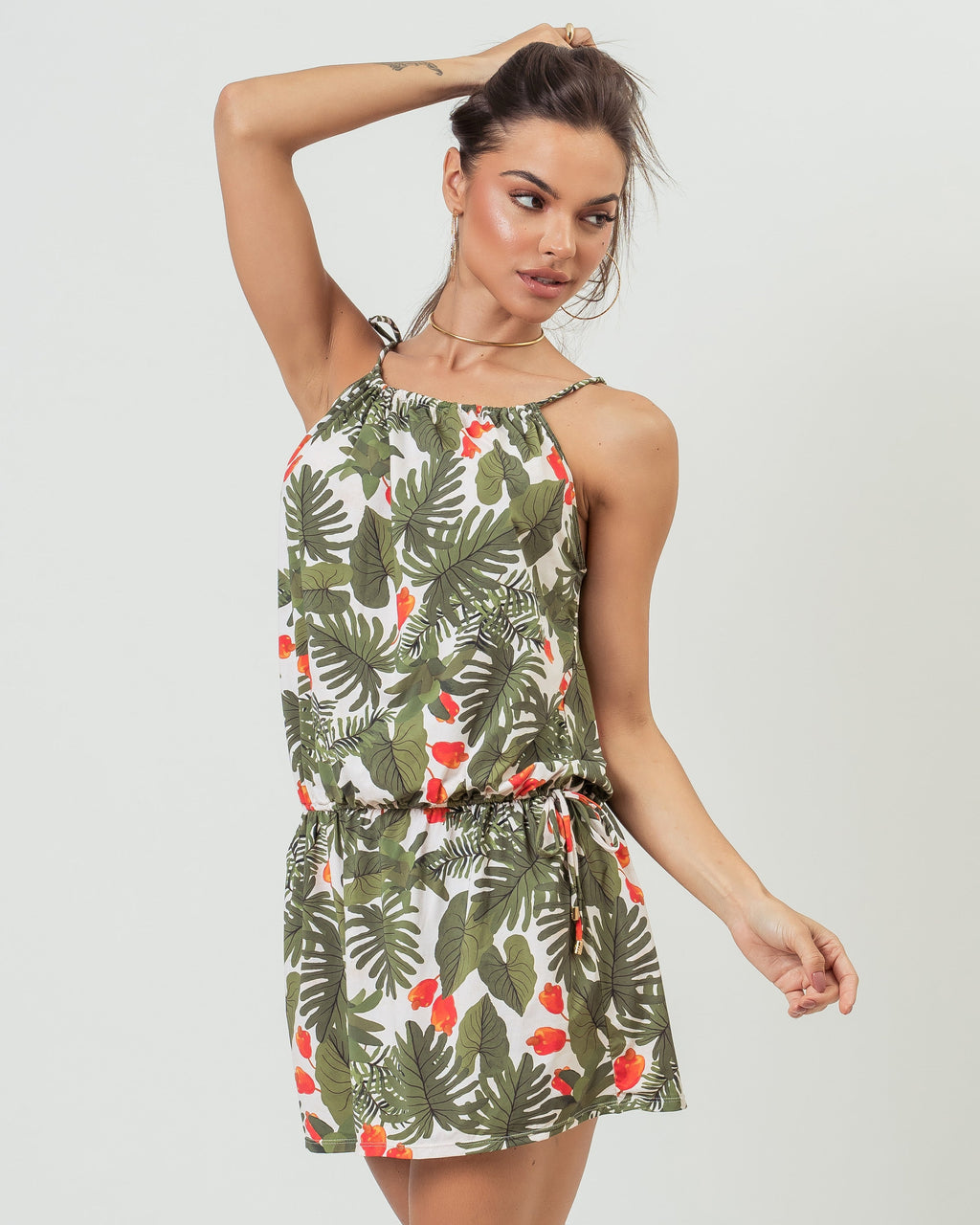 VESTIDO AJUSTE ENSEADA CAJU FOLHAGEM